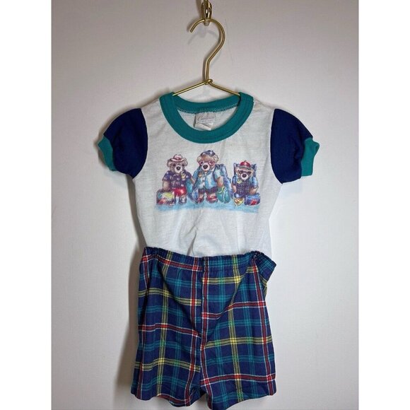 Vtg Carters Kids Bear Snap Set Top Pants Size 12-18 Months USA 80s - Picture 4 of 10
